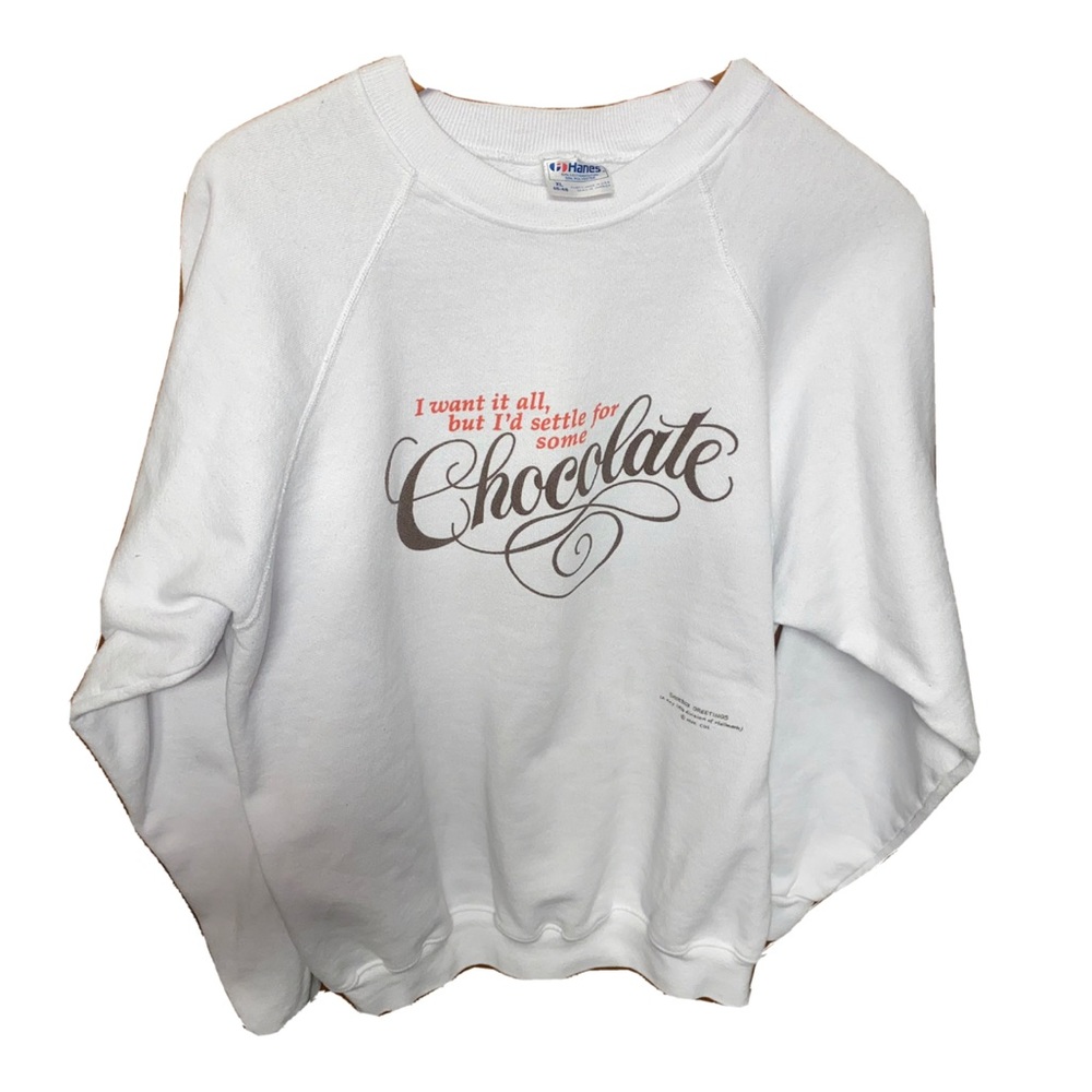 Hanes 80’s 90’s Crewneck Sweater Settle For Chocolate Grandmacore Unisex L-XL